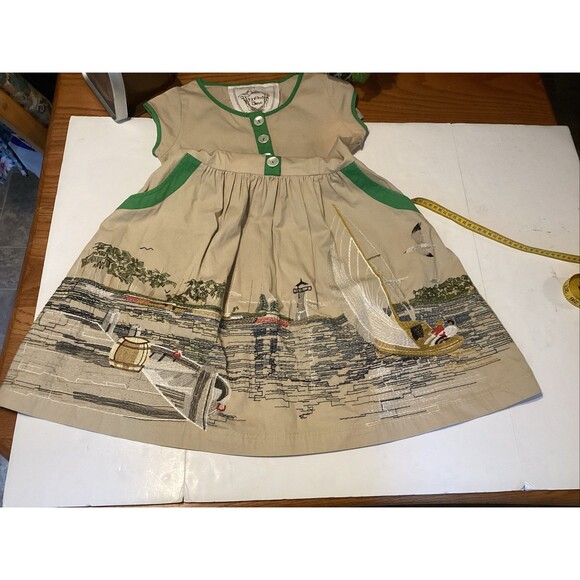 knitted dove women’s dress XS embroidered pockets buttons feminine - Picture 7 of 11